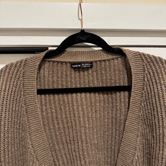Women’s chunky knit sweater brown cardigan / size Large - Picture 4 of 7